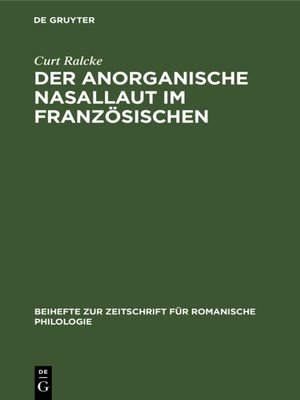 cover image of Der Anorganische Nasallaut im Französischen